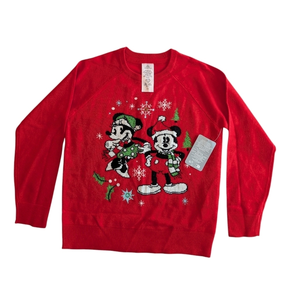 NWT Disney Red Holiday Sweater with Cartoon Characters Size 7-8 Boys/Girls